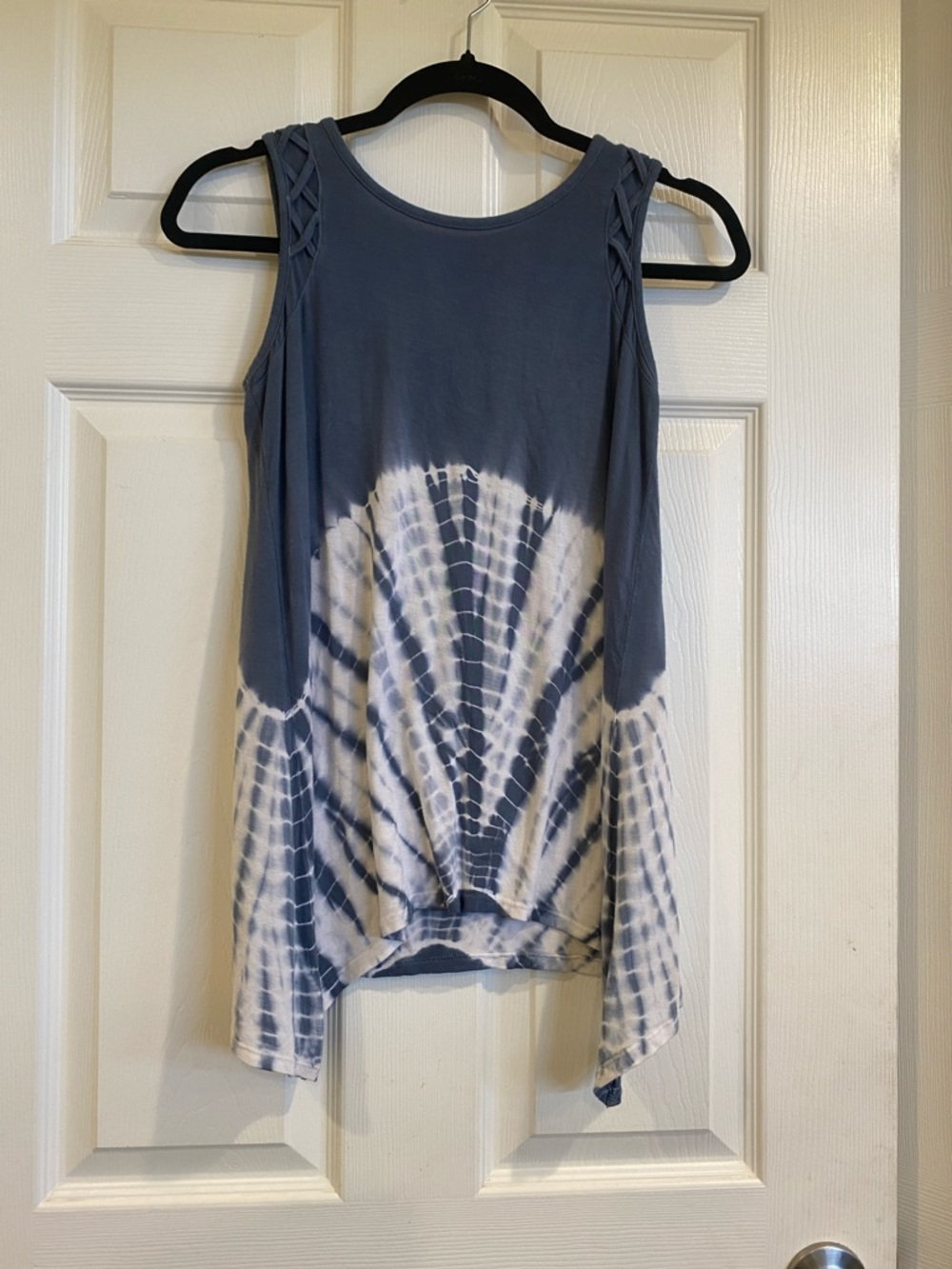 Justice Blue and White Tie-Dye Braided Tank Top